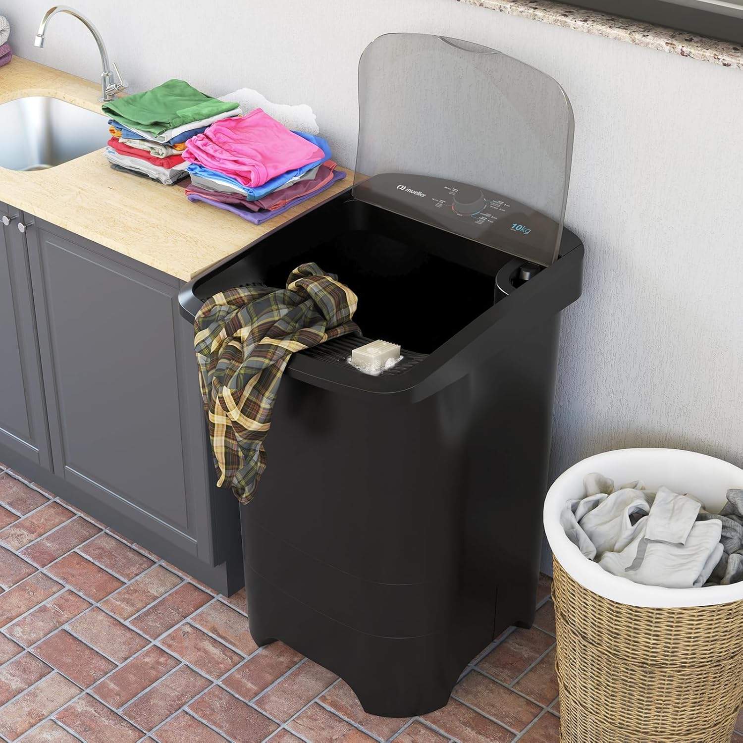 Mueller Máquina de Lavar Roupa Semiautomática Tanquinho 10 kg com Superesfregador Preto 127V MLT10C na Amazon