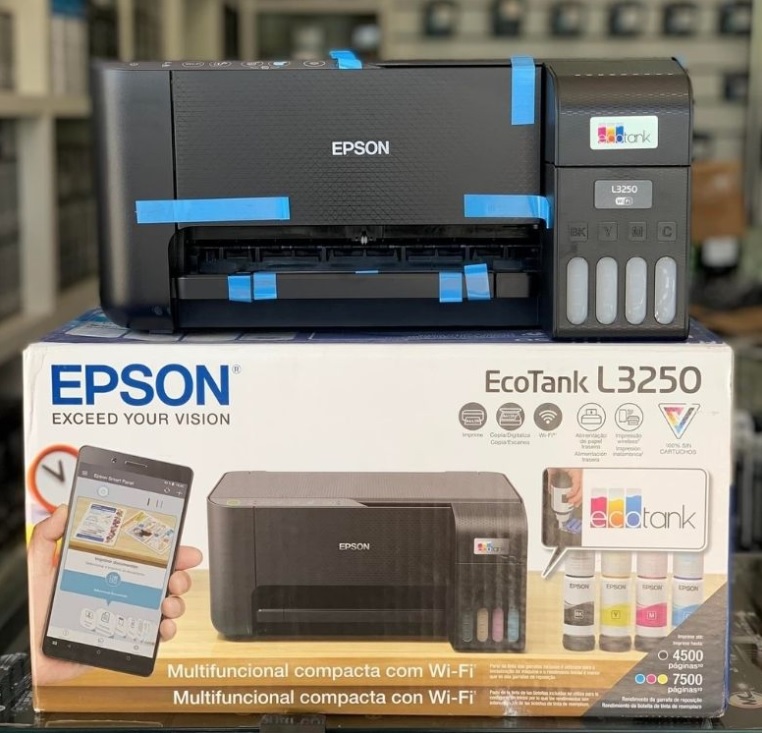 Multifuncional Epson EcoTank L3250 – Tanque de Tinta Colorida, Wi-Fi Direct, USB, Bivolt na Amazon