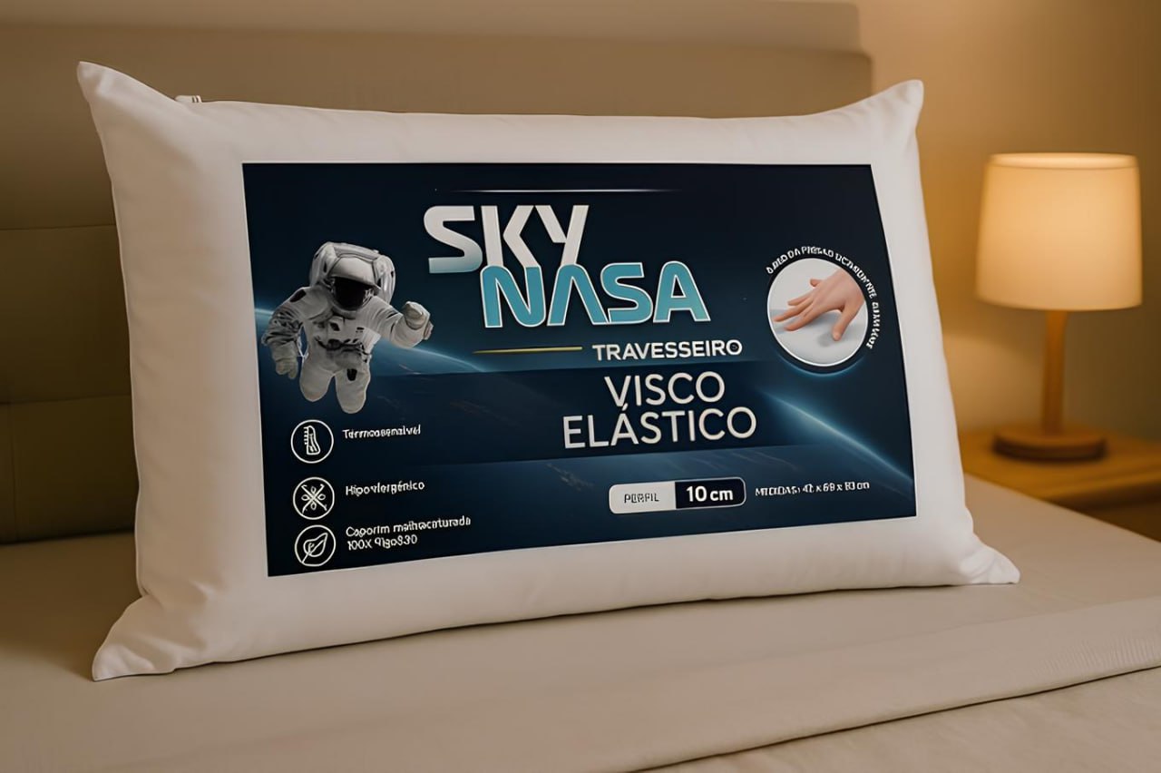 NAP Travesseiro Nasa Sky Viscoelástico Altura 10cm Densidade D40 Premium Capa 100% algodão, Branco, para fronhas 50x70cm na Amazon