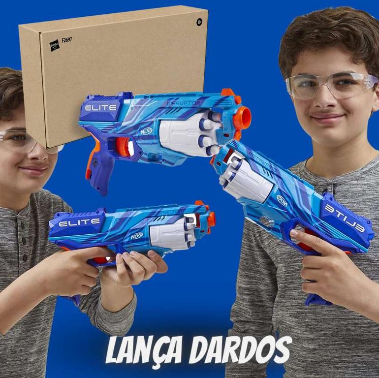 NERF Lança Dardos Elite Disruptor Azul, com Tambor Giratório para 6 Dardos – F2698 – Hasbro – Exclusivo Amazon na Amazon