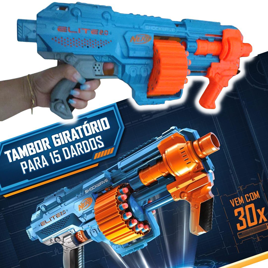 NERF, Lançador Elite Schockwave RD-15, Multicor na Amazon