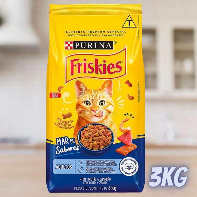 Nestlé Purina Friskies Ração Seca Para Gatos Adultos Peixes E Frutos Do Mar 3Kg na Amazon
