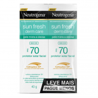 Neutrogena Sun Fresh Protetor Solar Facial Para Pele Oleosa Derm Care, FPS 70, Sem Cor, Kit Com 2 Unidades De 40g na Amazon