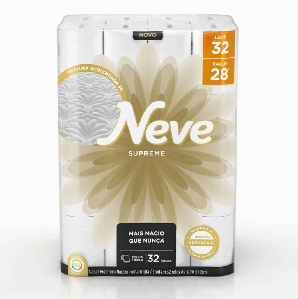 Neve Papel Higiênico Supreme Folha Tripla, 20m, 32 Rolos na Amazon