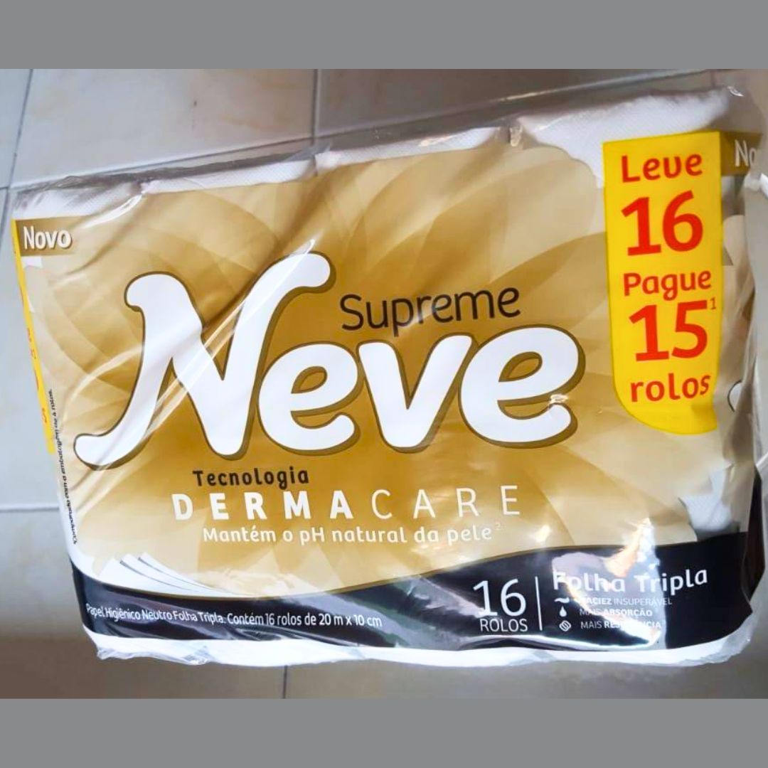 Neve Papel Higiênico Supreme Folha Tripla, 20m, Leve 16 Pague 15 Rolos na Amazon