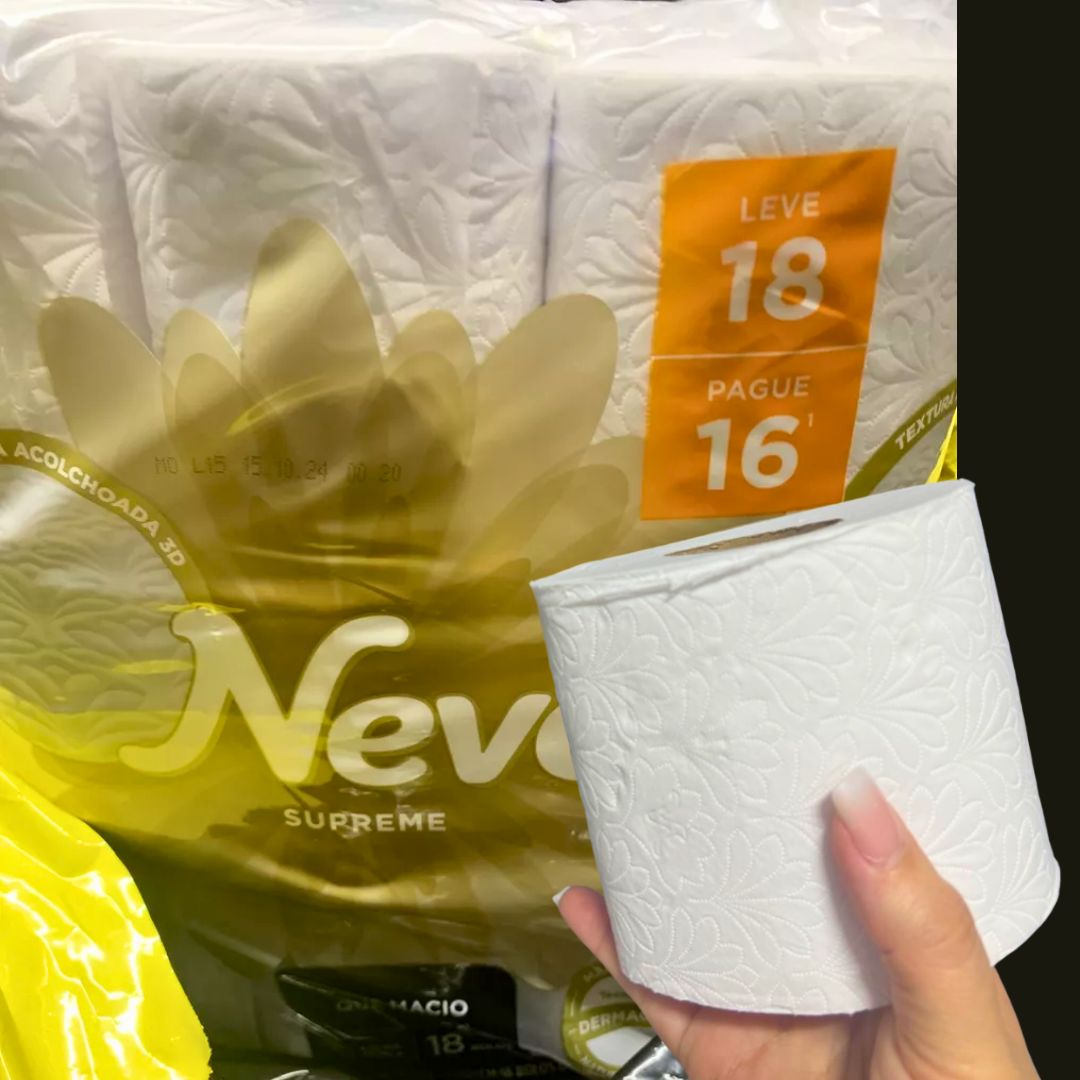 Neve Papel Higiênico Supreme Folha Tripla, 20m, Leve 18 Pague 16 Rolos na Amazon