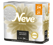 Neve Papel Higiênico Supreme Folha Tripla, 20m, Leve 24 Pague 21 Rolos na Amazon