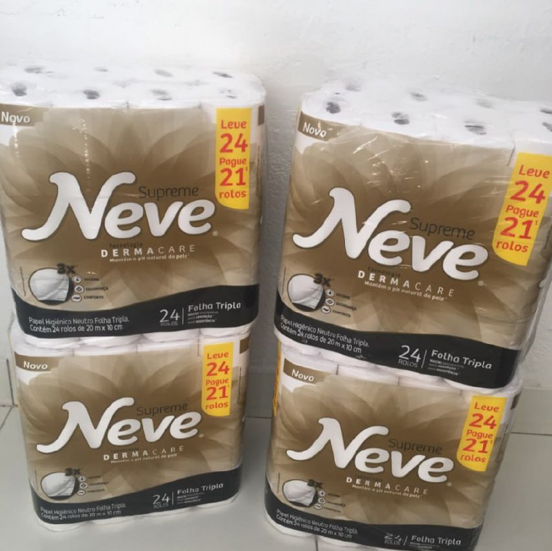 Neve Papel Higiênico Supreme Folha Tripla, 20m, Leve 24 Pague 21 Rolos na Amazon
