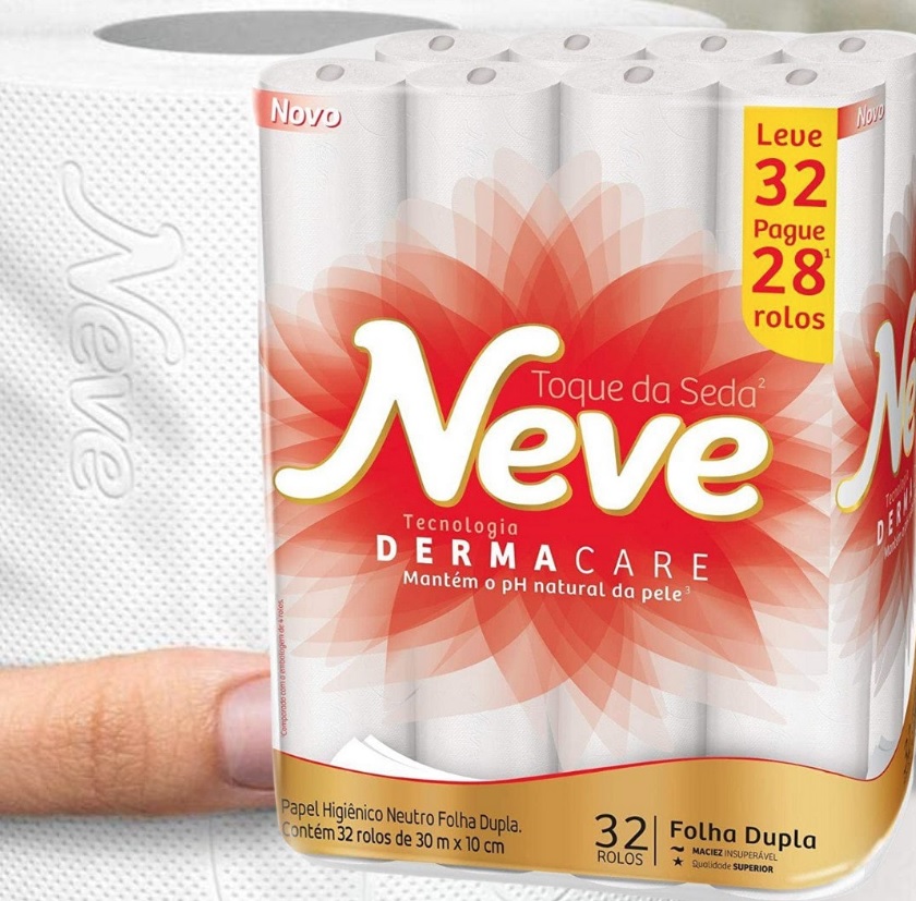 Neve Papel Higiênico Toque de Seda, 32 Rolos na Amazon