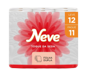 Neve Papel Higiênico Toque de Seda Folha Dupla, 30m, Leve 12 Pague 11 Rolos na Amazon
