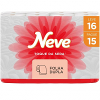 Neve Papel Higiênico Toque De Seda Folha Dupla, 30m, Leve 16 Pague 15 Rolos na Amazon