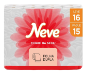 Neve Papel Higiênico Toque de Seda Folha Dupla, 30m, Leve 16 Pague 15 Rolos na Amazon