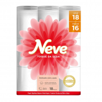 Neve Papel Higiênico Toque De Seda Folha Dupla, 30m, Leve 18 Pague 16 Rolos na Amazon