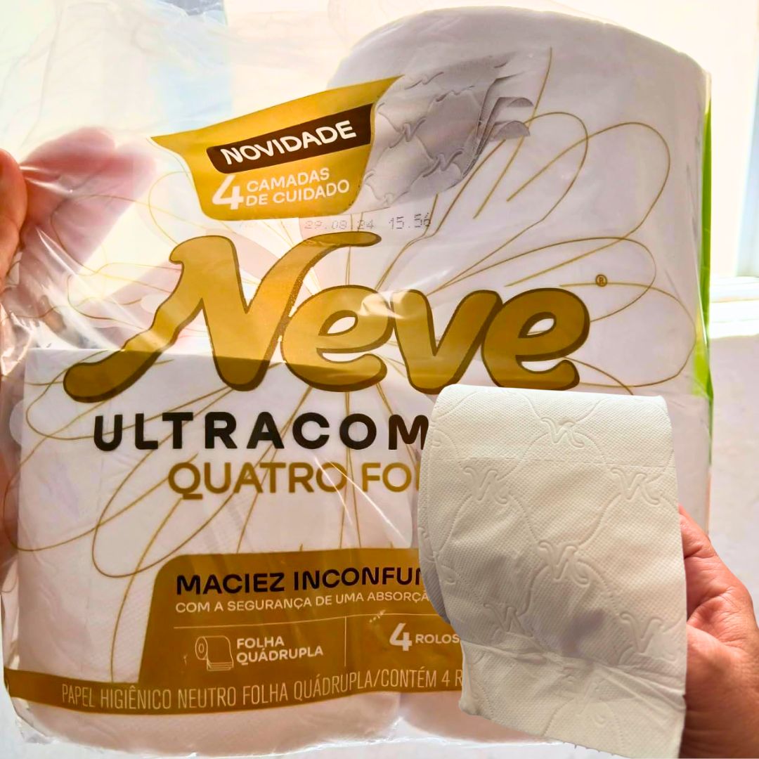 Neve Papel Higiênico Ultracomfort, Folha Quádrupla, 20m, 12 rolos na Amazon