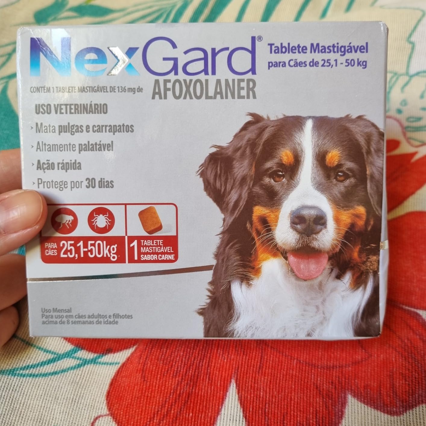 NexGard Antipulgas e Carrapatos para Cães de 25,1 a 50kg, 1 tablete na Amazon