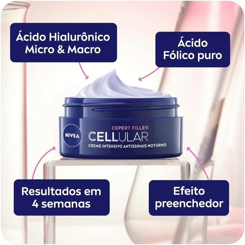NIVEA Creme Facial Antissinais Cellular Filler Noite 49g na Amazon