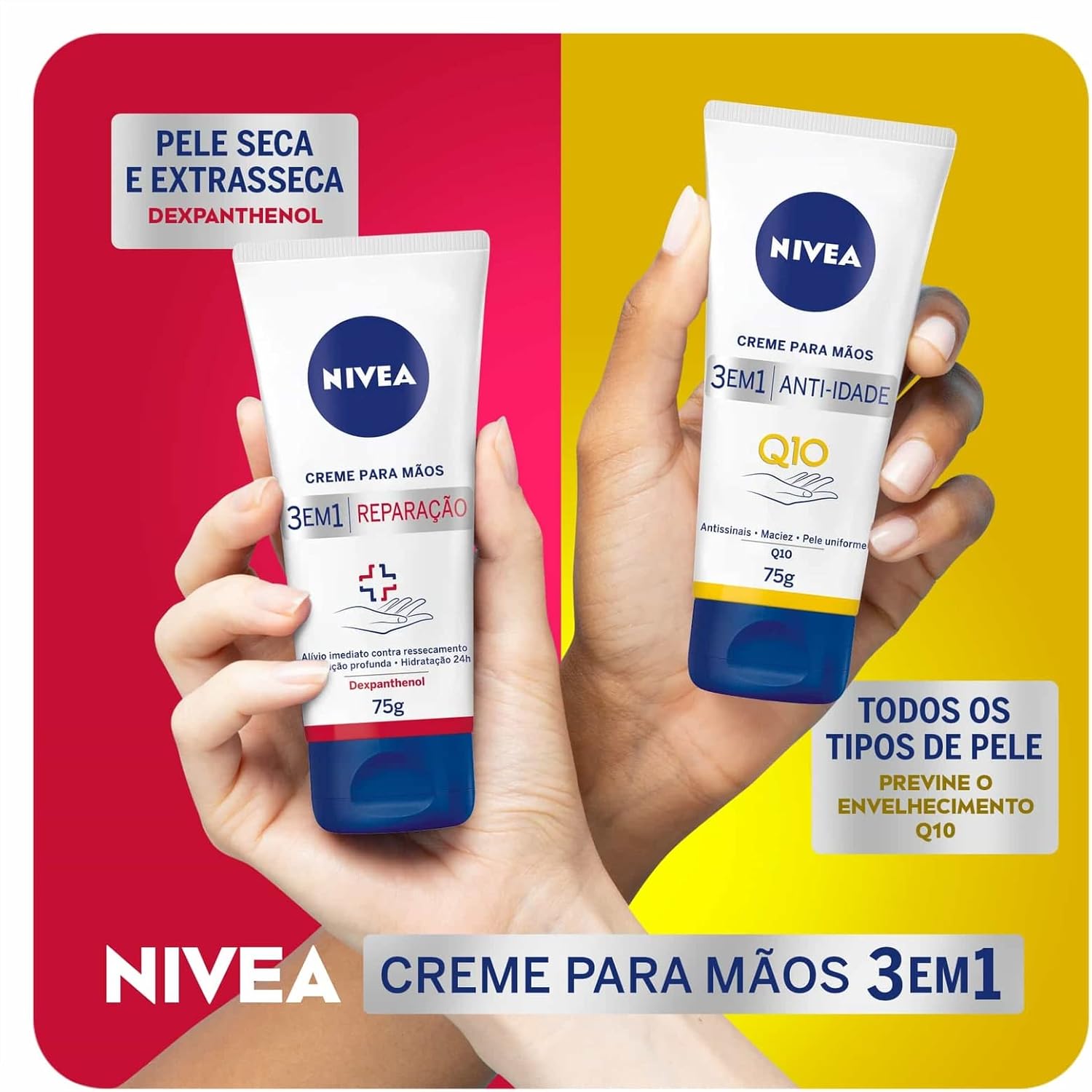 NIVEA Creme para Mãos Q10 Plus Reparação 75g na Amazon
