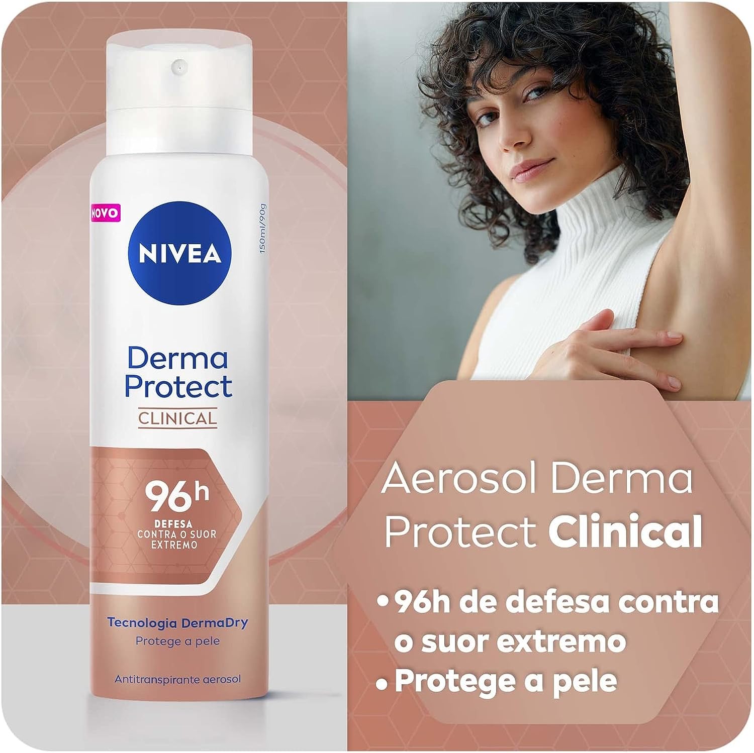 NIVEA Desodorante Antitranspirante Aerossol Derma Protect Clinical 150ml na Amazon