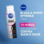 NIVEA Desodorante Antitranspirante Aerossol Invisible Black & White Clear, 150ml na Amazon