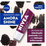 NIVEA Hidratante Labial Amora Shine 4,8 g – Cuidado intensivo para seus lábios, hidratação prolongada, delicioso aroma de amora, pigmentos brilhantes e cor delicada na Amazon