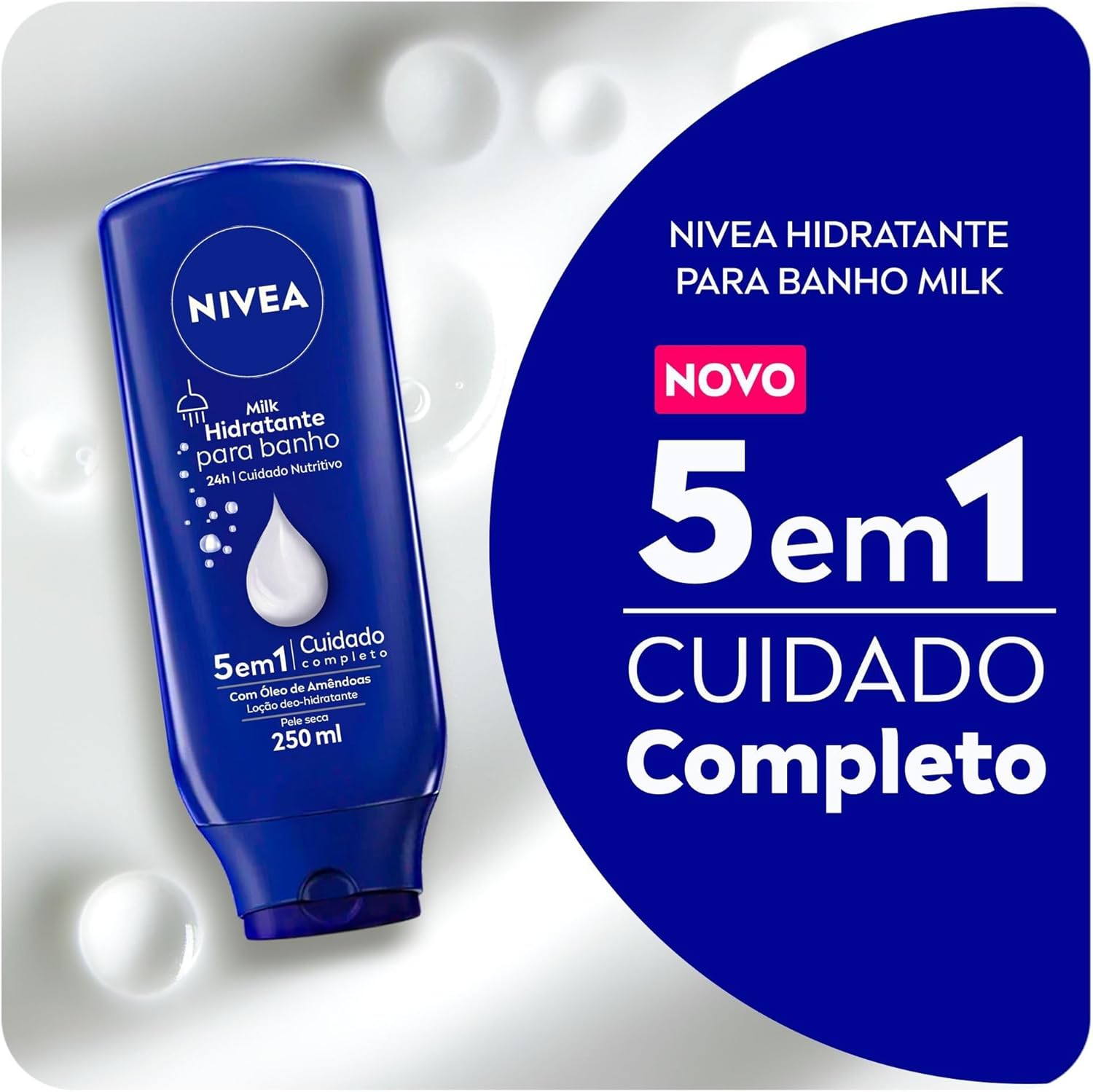 NIVEA Hidratante para Banho Milk 250ml – Hidrata profundamente a pele durante o banho, é rapidamente absorvido pela pele molhada e não precisa aplicar outro hidratante depois do banho na Amazon