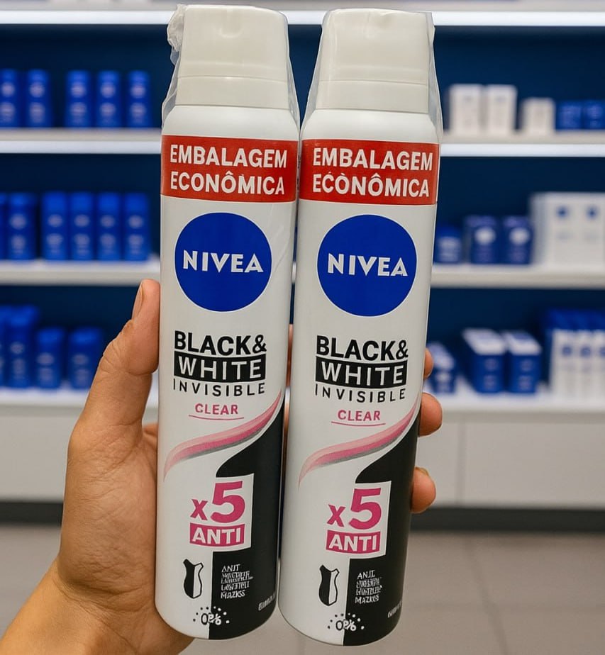 NIVEA Kit Desodorante Aerossol Black & White Clear 150ml – 2 Unidades, Nivea, pacote de 2 na Amazon