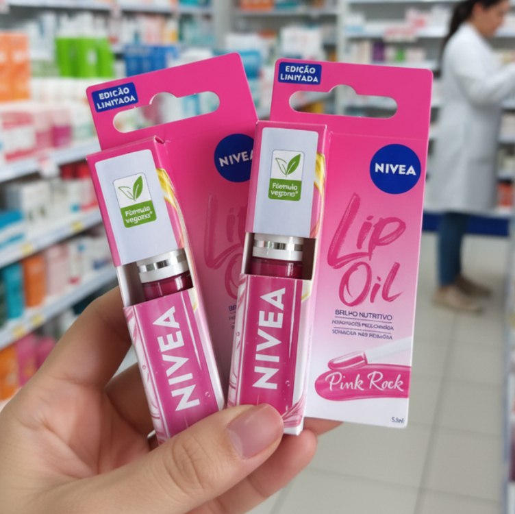 NIVEA Lip Oil Brilho Nutritivo Pink Rock 5,5ml – Hidratação prolongada, sensação não oleosa, lábios volumosos, acabamento brilhoso. na Amazon