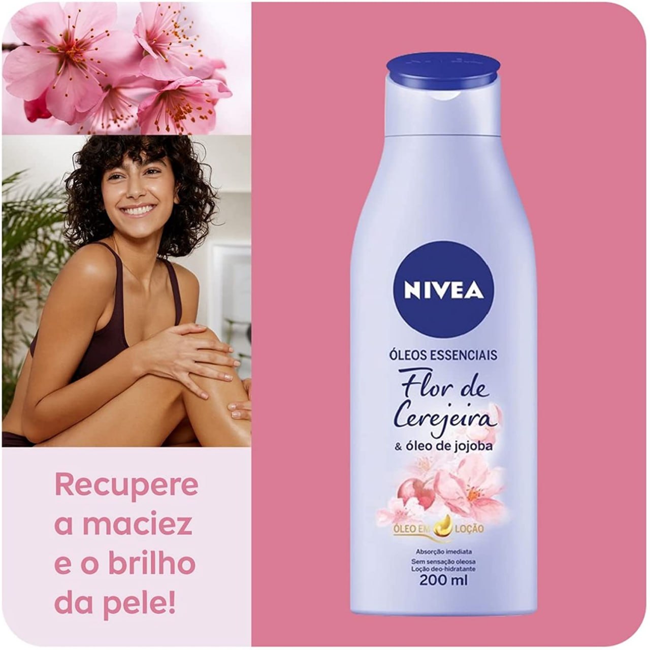 NIVEA Loção Hidratante Óleos Essenciais Flor de Cerejeira – 200ml na Amazon