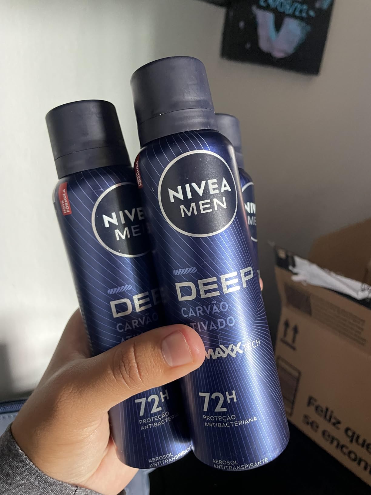 NIVEA MEN Desodorante Antitranspirante Aerossol Masculino Deep Original – Proteção prolongada de 48h, fórmula com carvão ativado 150ml na Amazon