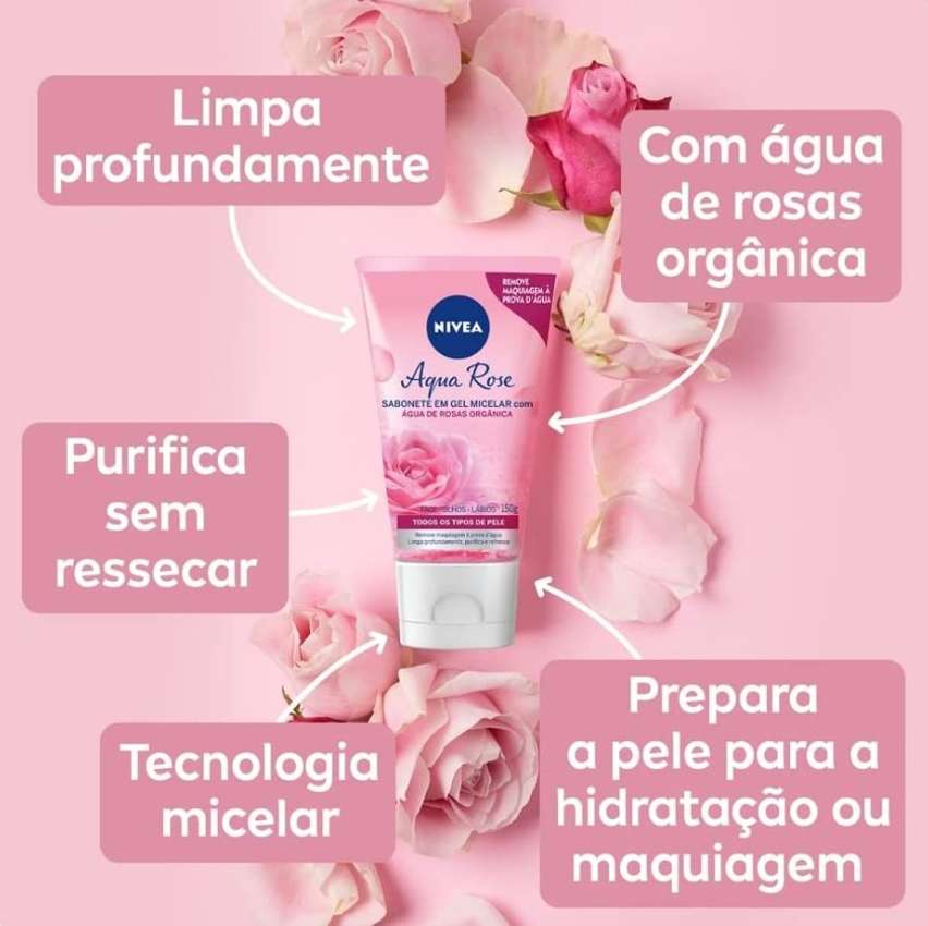 NIVEA MicellAIR Sabonete Gel de Limpeza Facial Água de Rosas 150ml na Amazon