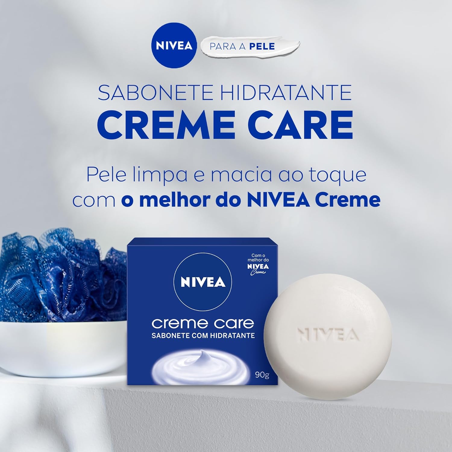 NIVEA Sabonete em Barra Creme Care 90g – Sabonete hidratante, com o melhor de NIVEA Creme, pele macia e hidratada, com espuma cremosa, contém Eucerit na Amazon