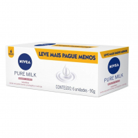 NIVEA Sabonete Em Barra Pure Milk Sensitive Promo 6 Un. 90g na Amazon
