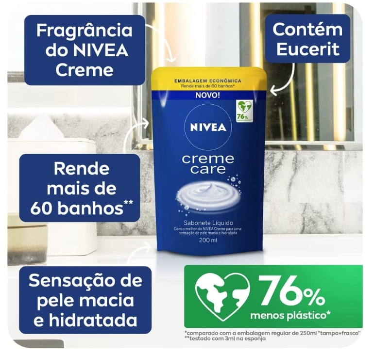 NIVEA Sabonete Líquido Refil Creme Care 200ml na Amazon