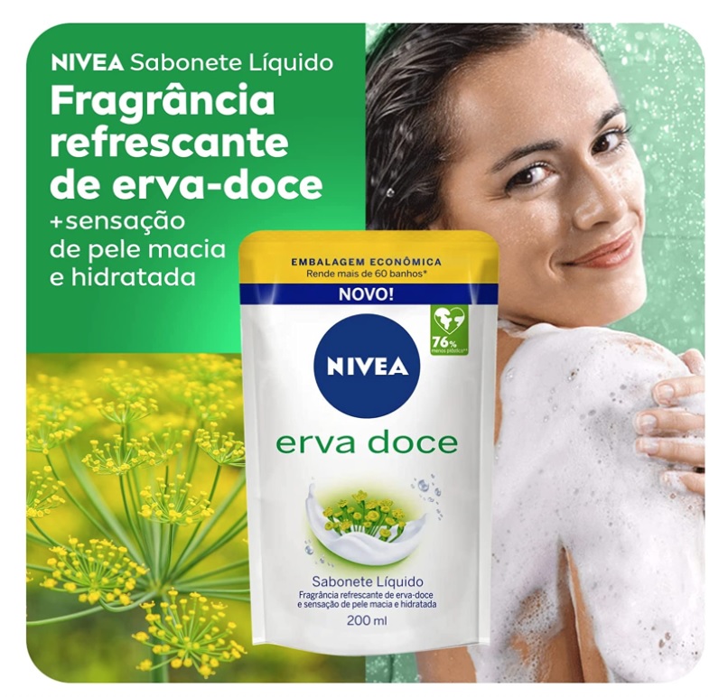 NIVEA Sabonete Líquido Refil Erva Doce 200ml na Amazon