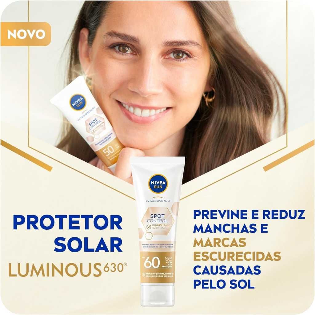 NIVEA SUN Protetor Solar Facial Fluido Spot Control Luminous 630 FPS60 40ml na Amazon