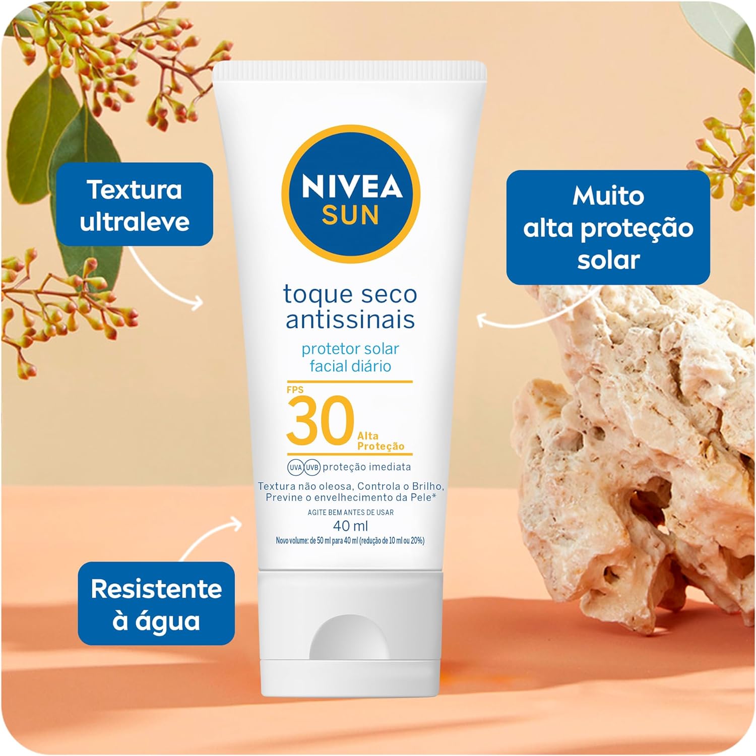 NIVEA SUN Protetor Solar Facial Toque Seco Antissinais FPS30 40ml na Amazon