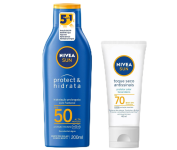 NIVEA SUN Protetor Solar FPS 50 200ml + NIVEA SUN Protetor Solar Facial Toque Seco FPS 70 40ml na Amazon