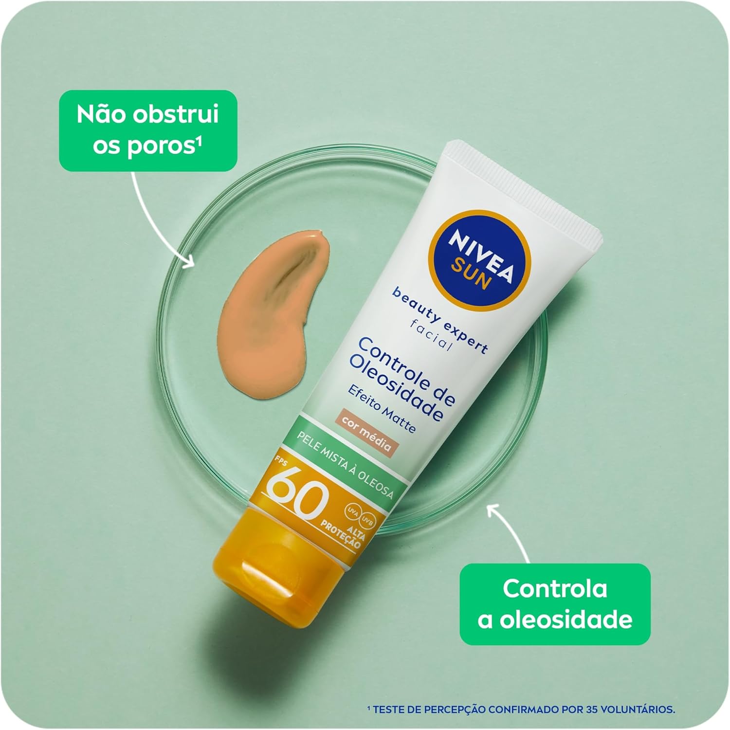 NIVEA SUN Protetor Solar UV Face Controle de Oleosidade Cor Média FPS 60 50ml na Amazon