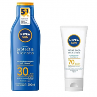 NIVEA SUN Protetor Solar  Hidrata FPS 30 200ml + SUN Protetor Solar Facial Toque Seco Antissinais FPS 70 40ml na Amazon