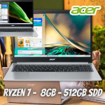 Notebook Acer Aspire 5 A515-45-R8W2 AMD Ryzen 7 Windows 11 Home 8GB 512GB SDD 15,6″ Full HD na Amazon