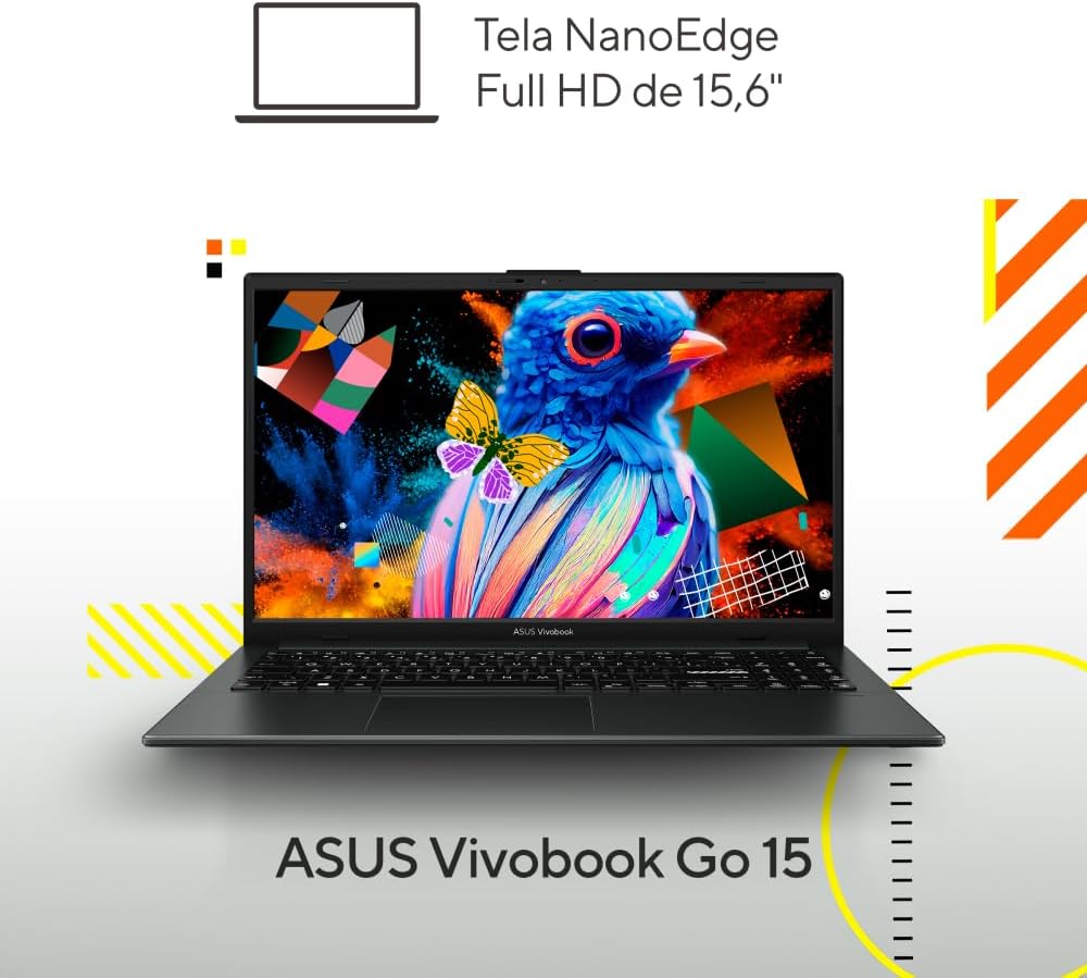 Notebook ASUS VivoBook Go 15, AMD RYZEN 3 7320U, 4 GB, 128 GB SSD, KeepOS, Tela 15,6″ FHD, Mixed Black – E1504FA-NJ1291 na Amazon