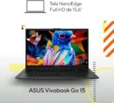 Notebook ASUS VivoBook Go 15, AMD RYZEN 3 7320U, 4 GB, 128 GB SSD, KeepOS, Tela 15,6″ FHD, Mixed Black – E1504FA-NJ1291 na Amazon