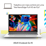 Notebook ASUS Vivobook Go E1504GA Intel Core i3 N305 4GB Ram 256GB SSD Linux KeepOS Tela 15,6″ FHD Silver – NJ447 na Magazine Luiza