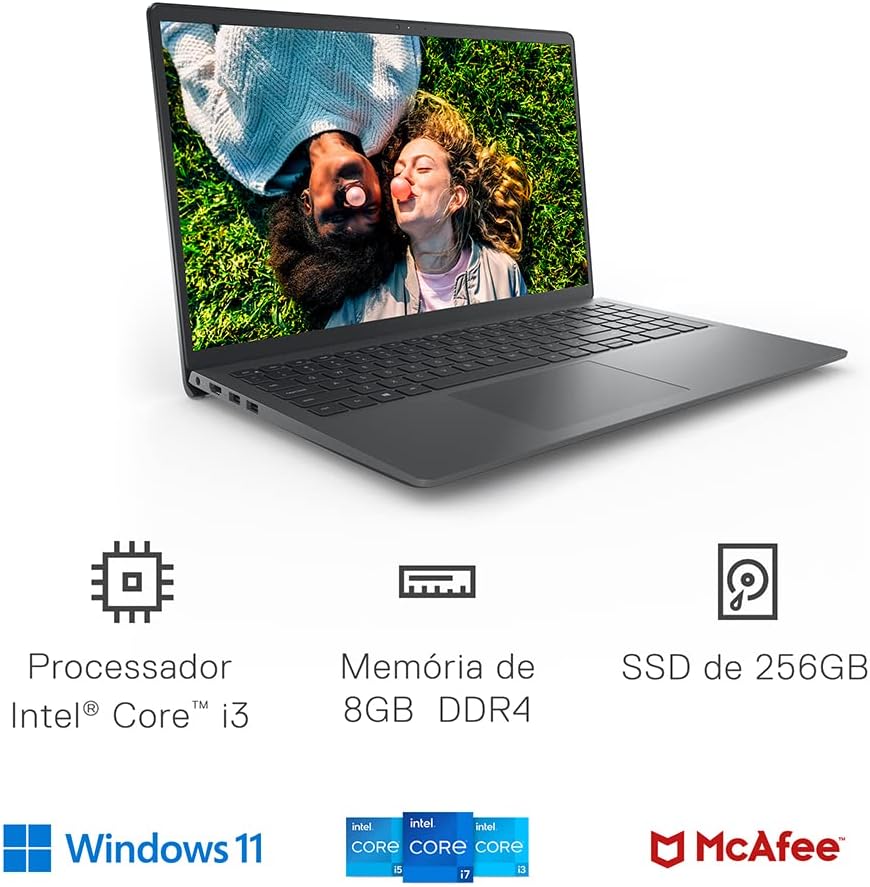 Notebook Dell Inspiron i15-i1100-A30P 15.6″ Full HD 11ª Geração Intel Core i3 8GB 256GB SSD Windows 11 Preto na Amazon