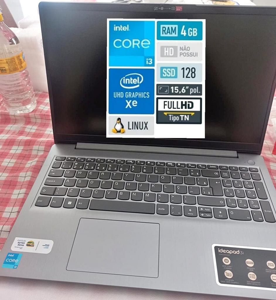Notebook Lenovo IdeaPad 3i i3-1115G4 4GB 128GB SSD Linux 15.6″ FHD 82MDS00600 na Magazine Luiza