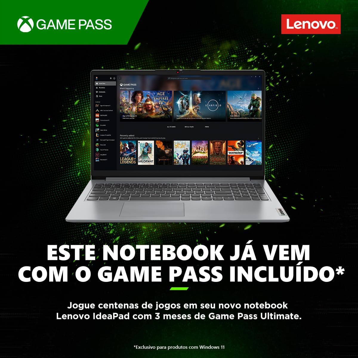 Notebook Lenovo Ultrafino IdeaPad 1 R5-7520U 8GB 256GB SSD Windows 11 15.6″ 82X50002BR Cloud Grey na Amazon