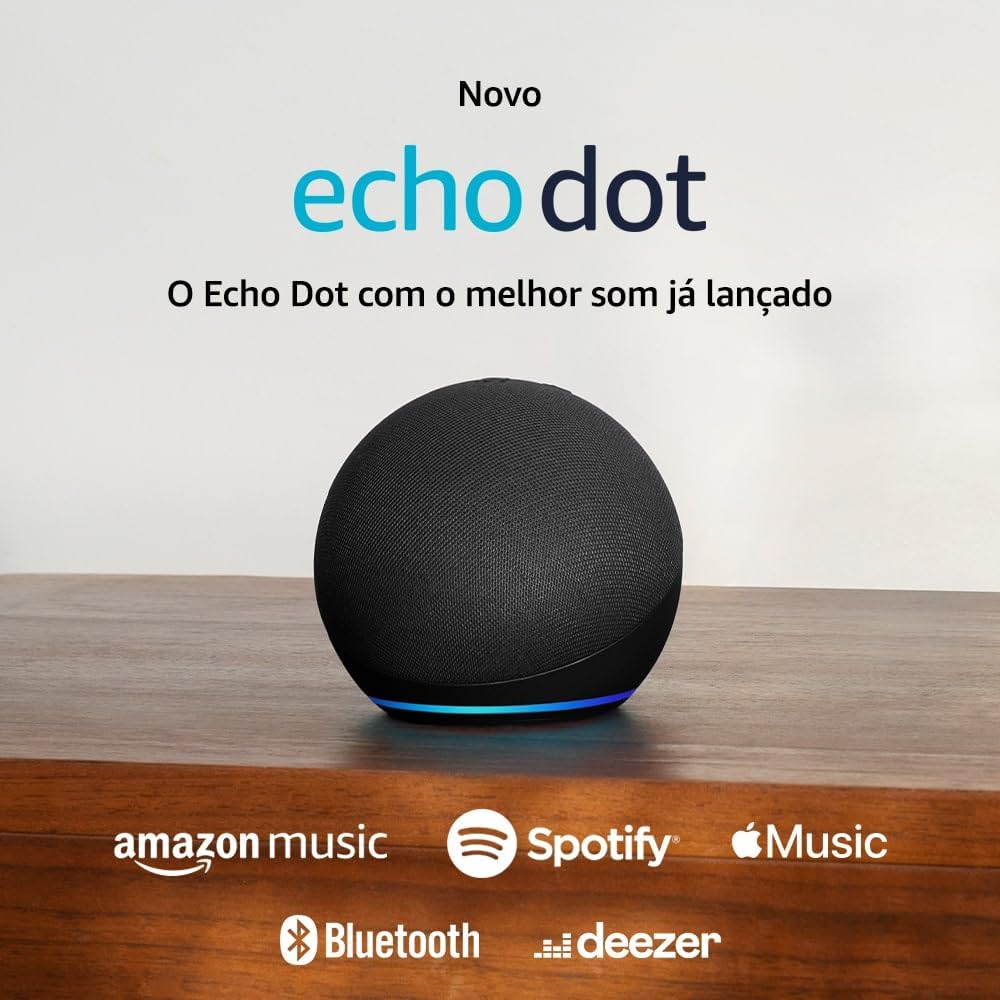 Novo Echo Dot 5ª geração | O Echo Dot com o melhor som já lançado | Som vibrante e potente em um dispositivo compacto | Cor Preta na Amazon