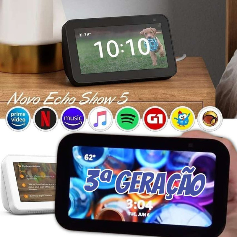 Novo Echo Show 5 (3ª geração – 2023) | Smart display com graves mais potentes e som mais nítido na Amazon