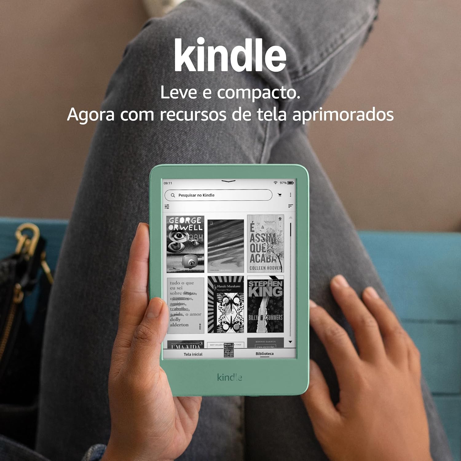 Novo Kindle (16 GB – modelo 2024) – Leve e compacto, com tela antirreflexo, trocas de página mais rápidas, luz frontal ajustável e bateria de longa duração – Cor Verde na Amazon