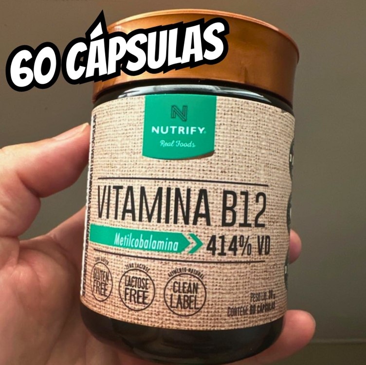 Nutrify – Vitamina B12 – Metilcobalamina 414% VD – Multivitamínico – Suplemento Alimentar para o Metabolismo Energético – Vegano e Livre de Aditivos Artificiais – 60 Cápsulas na Amazon